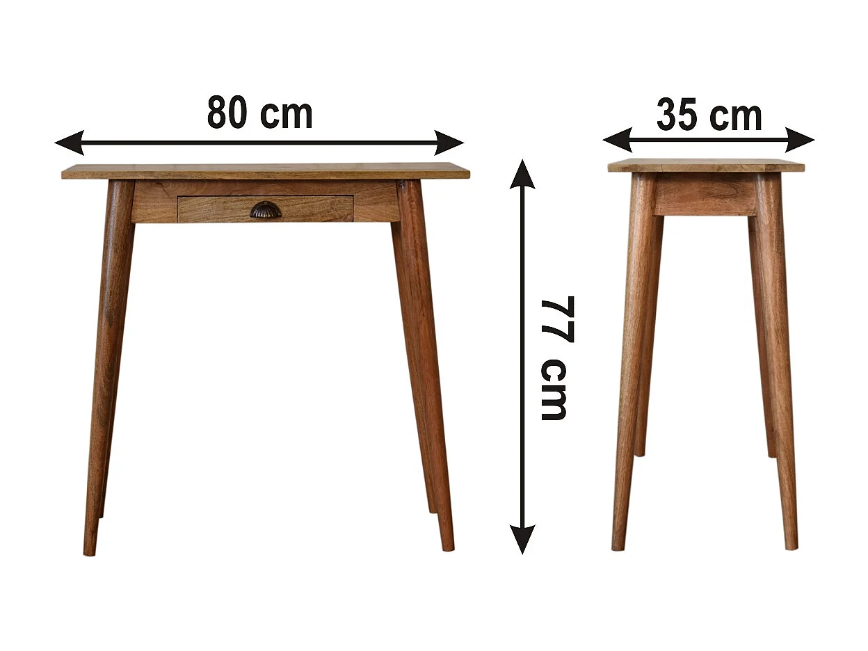Artisan Furniture Massief Houten Mini Eiken-achtige Schrijftafel, Nordic Stijl, Compacte Werkplek