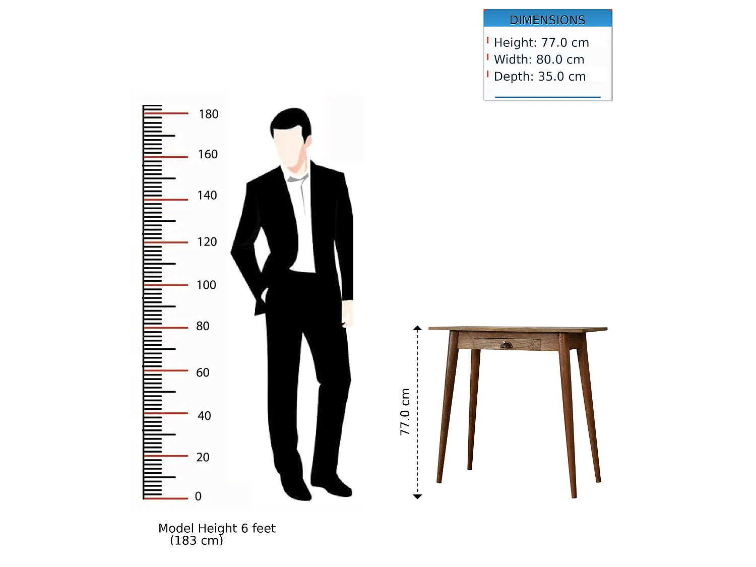 Mini biurko w stylu skandynawskim od Artisan Furniture, wykonane z litego drewna, z 1 szufladą, w kolorze beżowym.