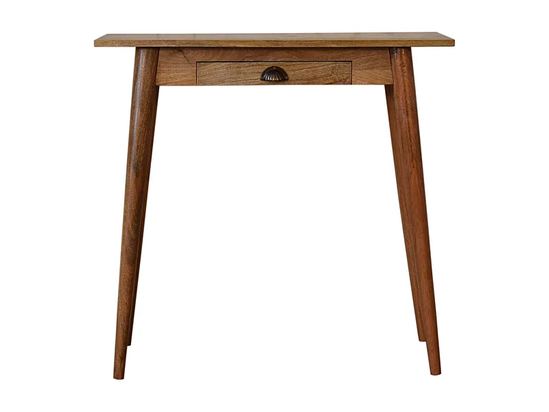 Artisan Furniture Scrivania Mini in Legno Massello di Quercia, Stile Nordico, Posto di Lavoro Compatto