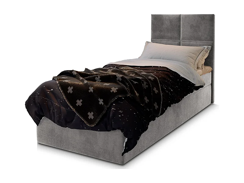 Boxspringbed LENA 90x200 cm Set met hoofdbord, bedbodem en matras, Lichtgrijs