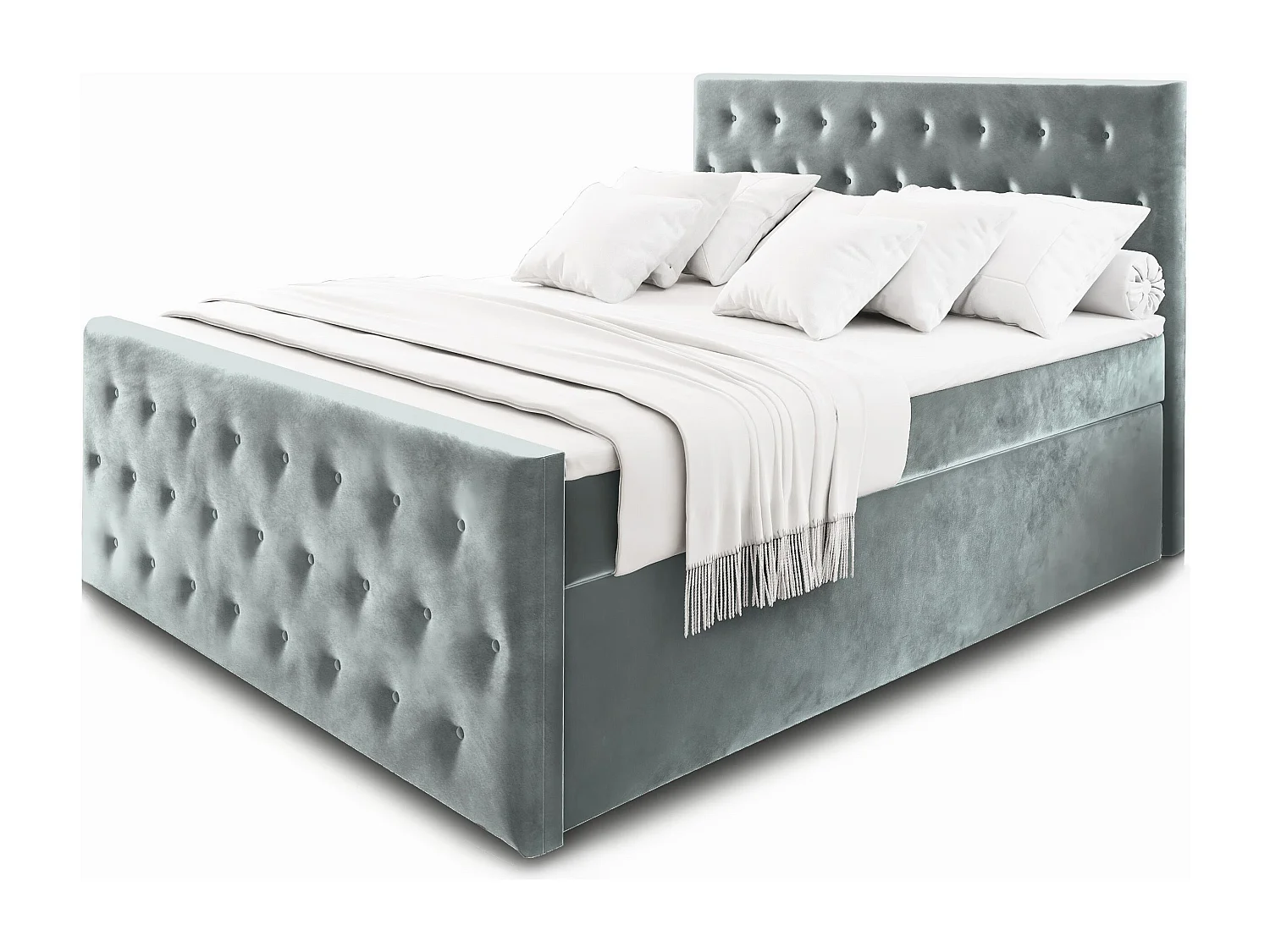 Boxspringbed FONDI 180x200 cm Set met hoofdbord, bedbodem en matras, Lichtgrijs