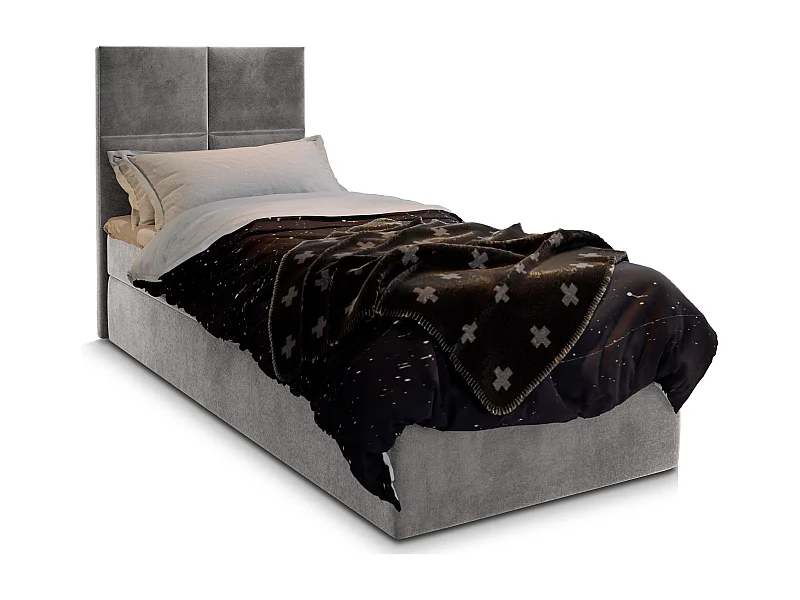 Boxspringbed LENA 80x200 cm Set met hoofdbord, bedbodem en matras, Lichtgrijs