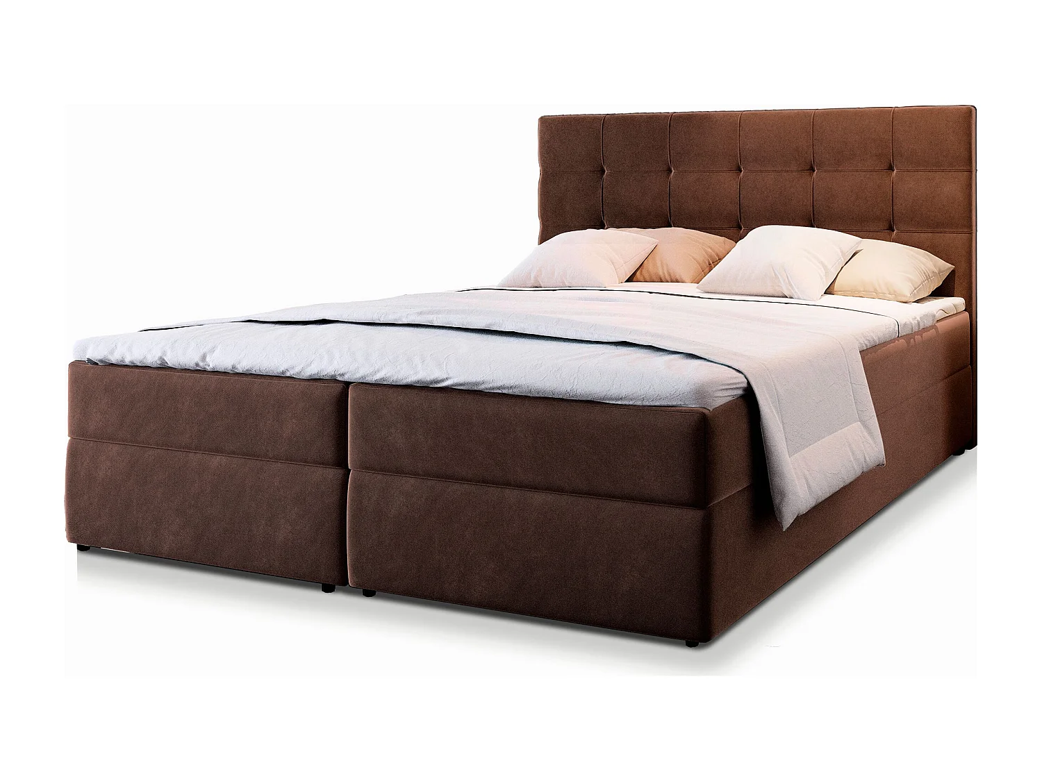 Boxspringbed GLOS 140x200 cm Set met hoofdbord, bedbodem en matras, Bruin