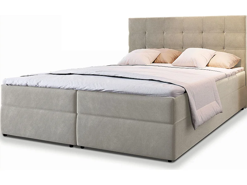 Boxspringbed GLOS 160x200 cm Set met hoofdbord, bedbodem en matras, Beige