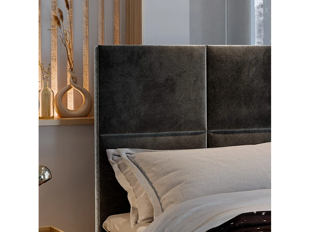 Boxspringbed LENA 100x200 cm Set met hoofdbord, bedbodem en matras, Lichtgrijs