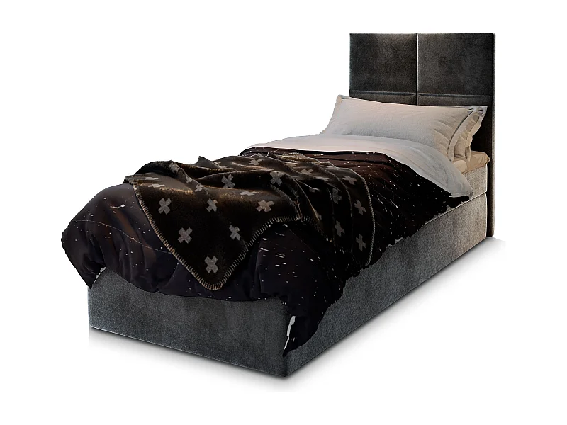 Boxspringbed LENA 100x200 cm Set met hoofdbord, bedbodem en matras, Grijs