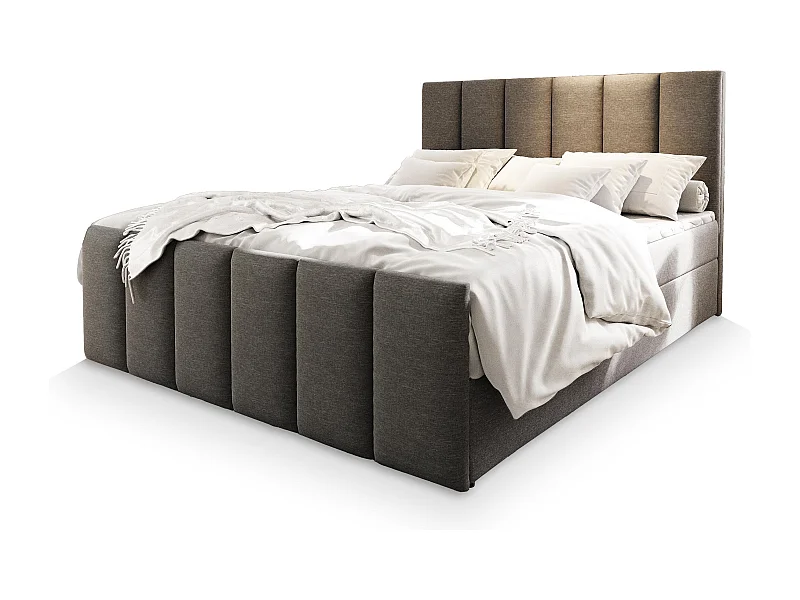 Boxspringbed LAGO 140x200 cm Set met hoofdbord, bedbodem en matras, Lichtgrijs