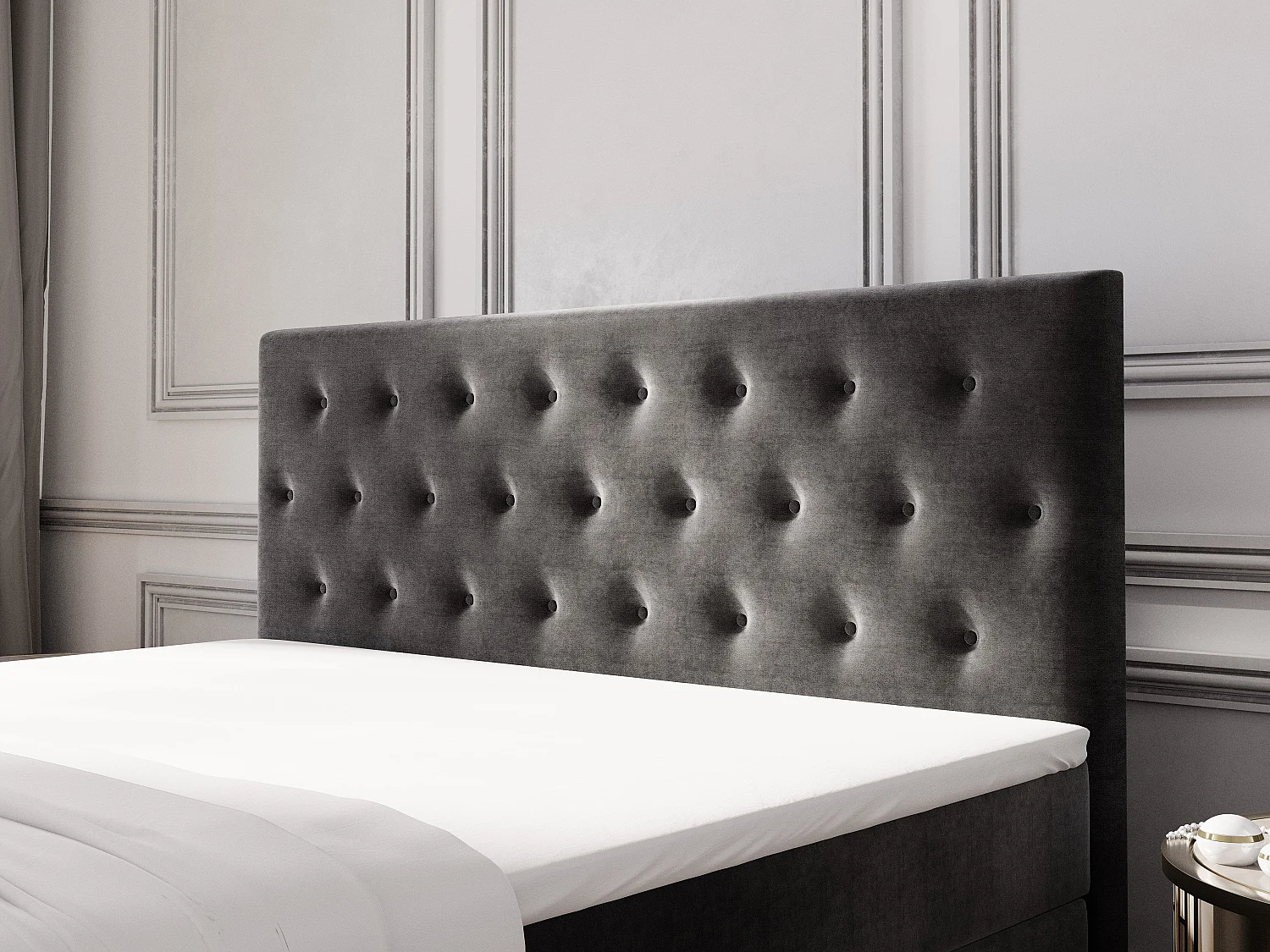 Boxspringbed FONDI 140x200 cm Set met hoofdbord, bedbodem en matras, Grijs