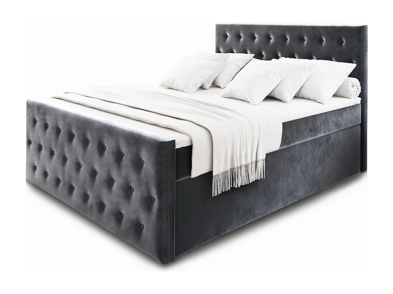 Boxspringbed FONDI 140x200 cm Set met hoofdbord, bedbodem en matras, Grijs