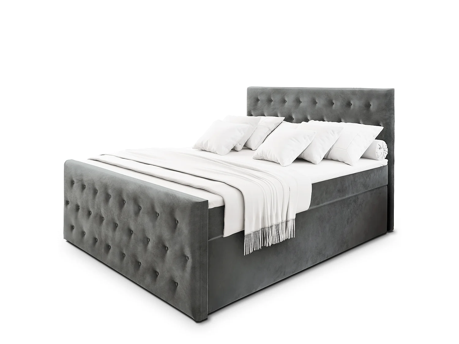 Boxspringbed FONDI 140x200 cm Set met hoofdbord, bedbodem en matras, Grijs