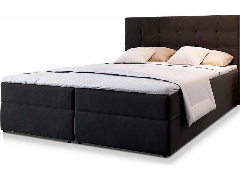Boxspringbed GLOS 160x200 cm Set met hoofdbord, bedbodem en matras, Zwart