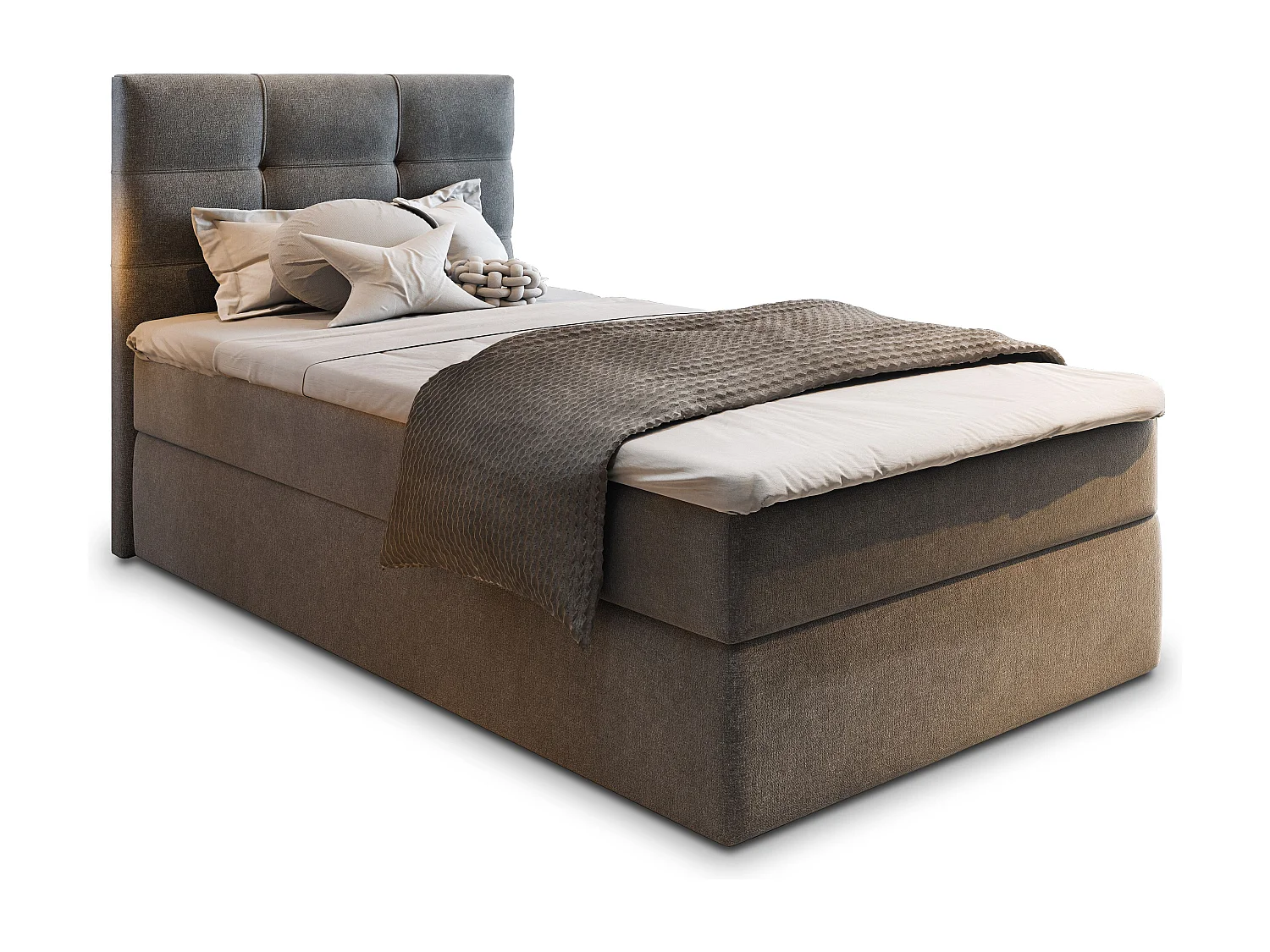 Boxspringbed GLOS 80x200 cm Set met hoofdbord, bedbodem en matras, Grijs