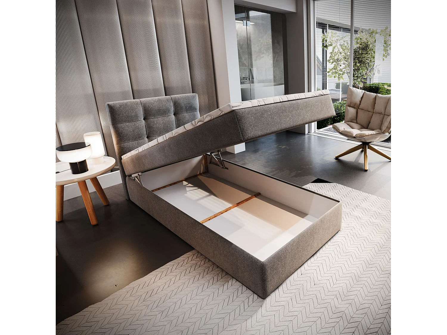 Boxspringbed GLOS 80x200 cm Set met hoofdbord, bedbodem en matras, Grijs