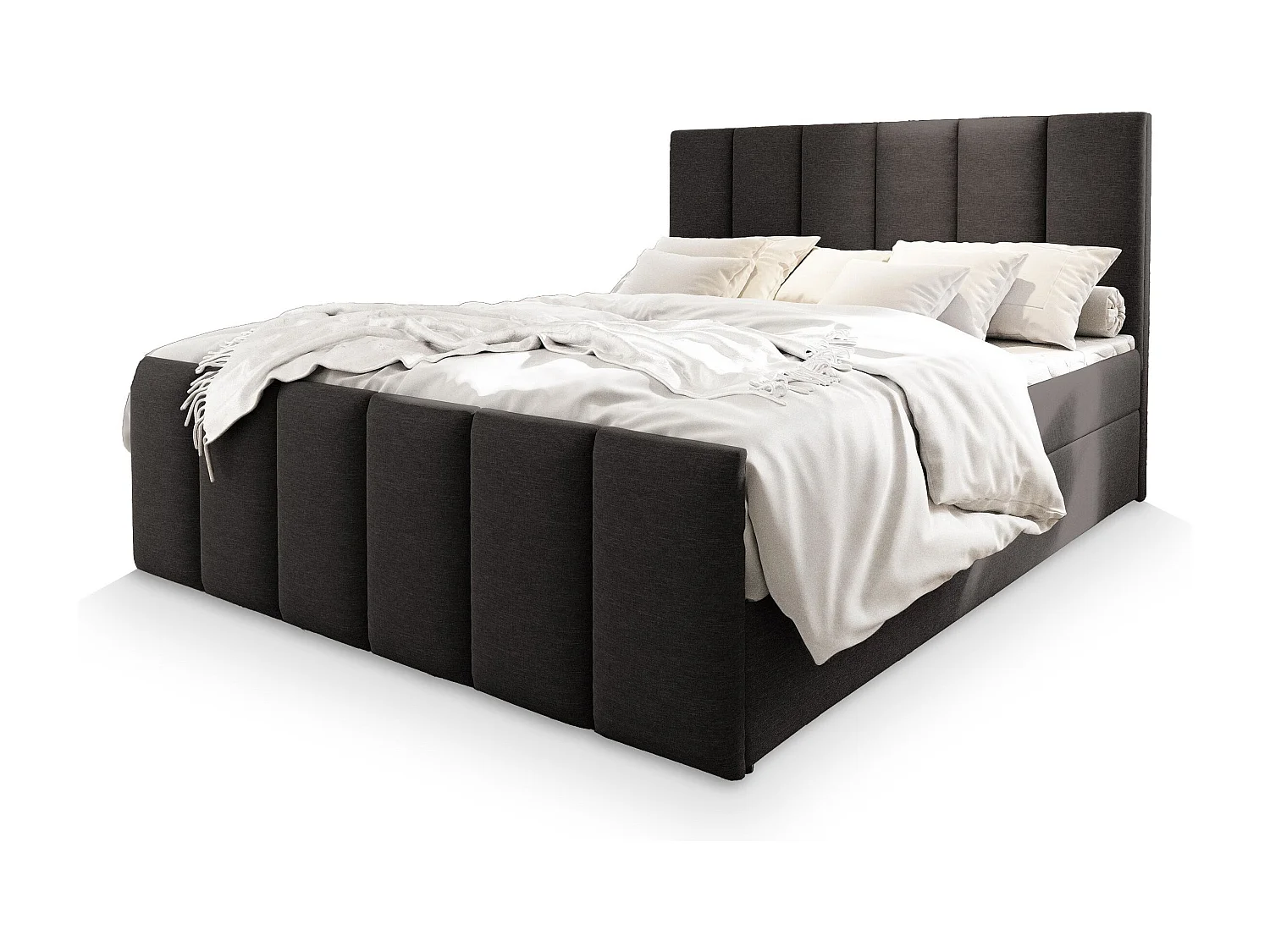 Boxspringbed LAGO 140x200 cm Set met hoofdbord, bedbodem en matras, Grijs