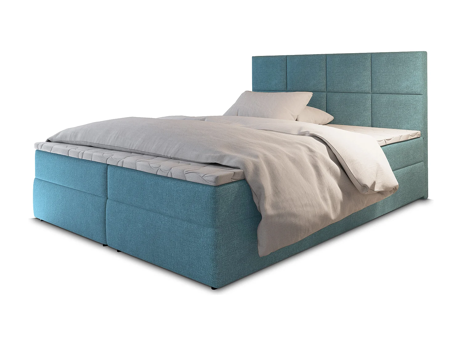 Boxspringbed LENA 160x200 cm Set met hoofdbord, bedbodem en matras, Blauw