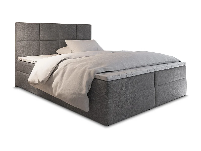 Boxspringbed LENA 160x200 cm Set met hoofdbord, bedbodem en matras, Grijs