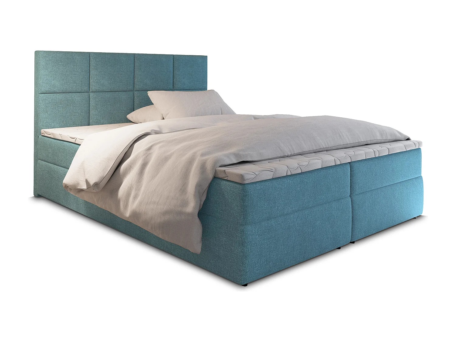 Boxspringbed LENA 180x200 cm Set met hoofdbord, bedbodem en matras, Blauw