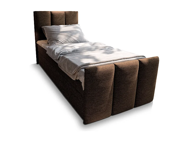 Boxspringbed LAGO 100x200 cm Set met hoofdbord, bedbodem en matras, Bruin