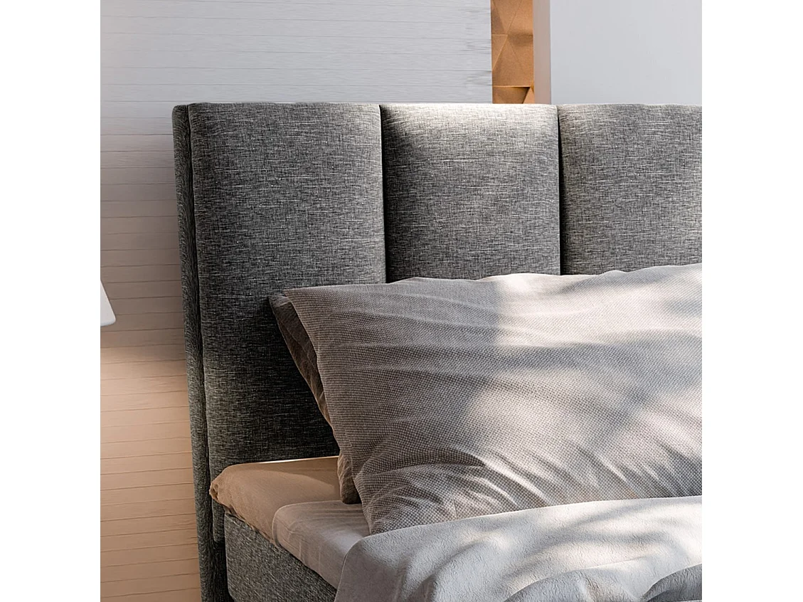 Boxspringbed LAGO 90x200 cm Set met hoofdbord, bedbodem en matras, Lichtgrijs