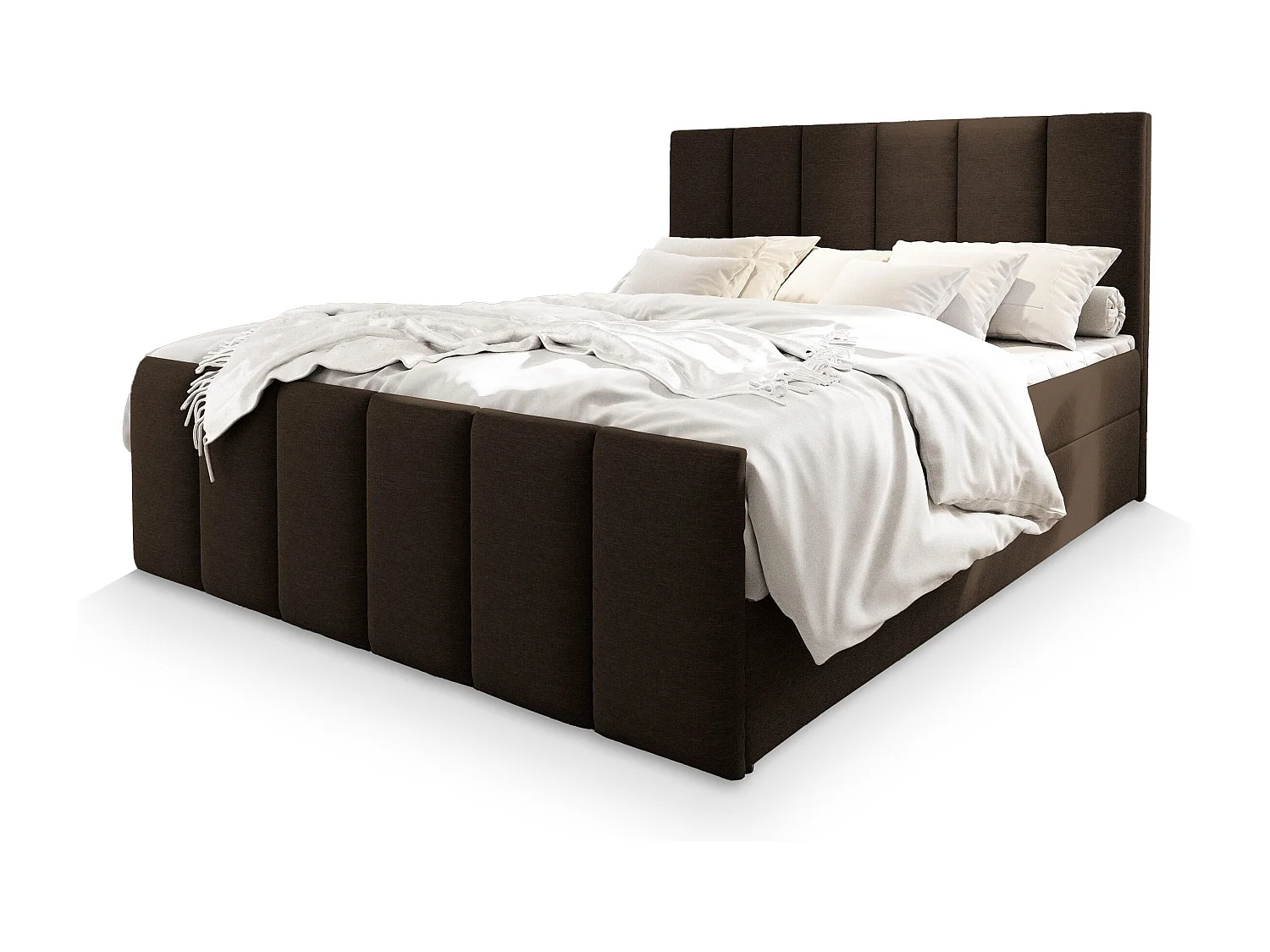 Boxspringbed LAGO 140x200 cm Set met hoofdbord, bedbodem en matras, Bruin