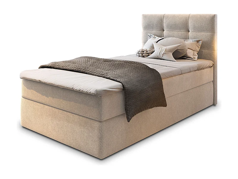 Boxspringbed GLOS 100x200 cm Set met hoofdbord, bedbodem en matras, Beige
