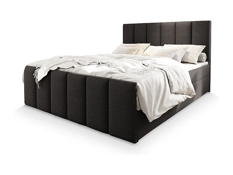 Boxspringbed LAGO 160x200 cm Set met hoofdbord, bedbodem en matras, Grijs