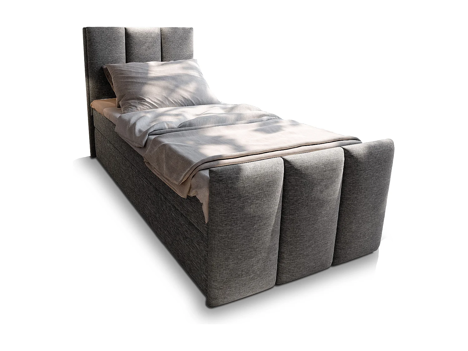 Boxspringbed LAGO 100x200 cm Set met hoofdbord, bedbodem en matras, Grijs