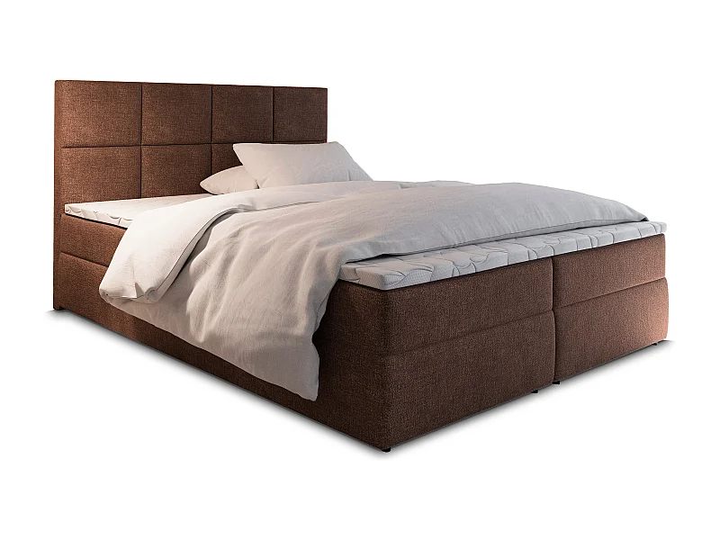 Boxspringbed LENA 160x200 cm Set met hoofdbord, bedbodem en matras, Bruin