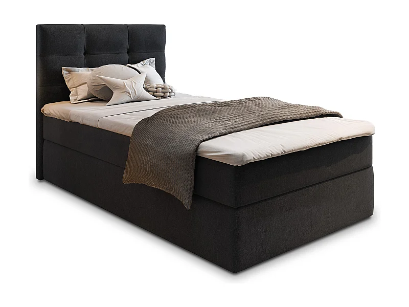 Boxspringbed GLOS 90x200 cm Set met hoofdbord, bedbodem en matras, Zwart