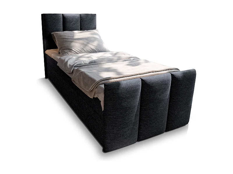 Boxspringbed LAGO 80x200 cm Set met hoofdbord, bedbodem en matras, Zwart