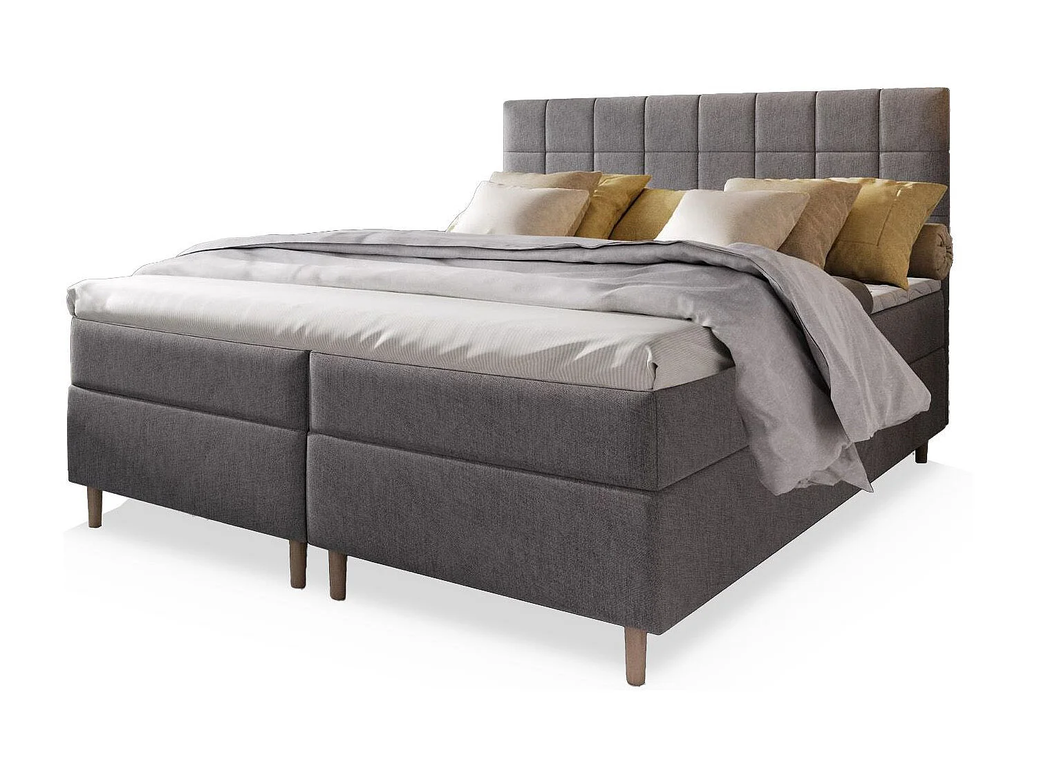 Boxspringbed IBIZA 140x200 cm Set met hoofdbord, bedbodem en matras, Lichtgrijs