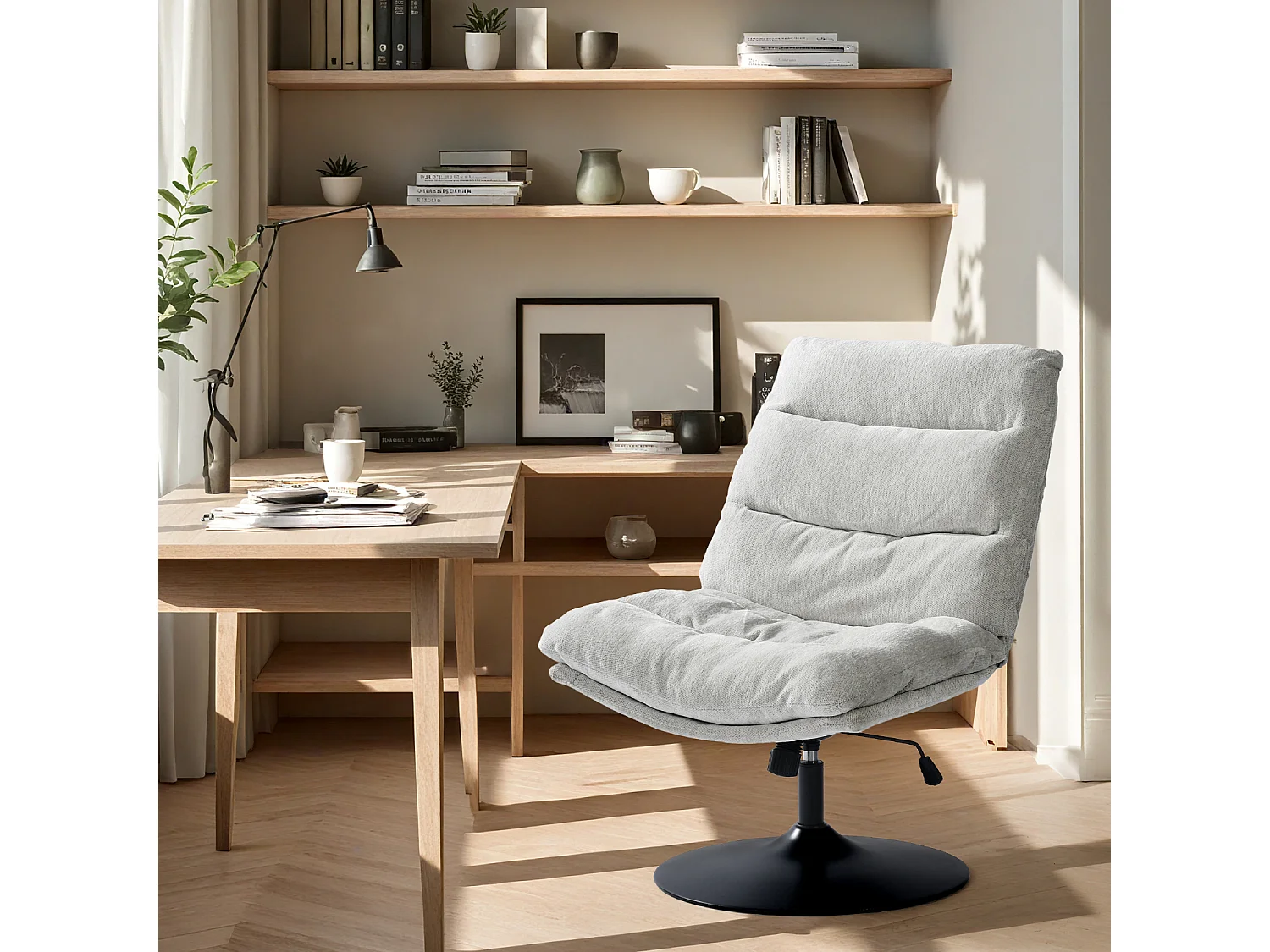 Chaise de bureau pivotant hauteur réglable sans accoudoirs en chenille,LAMBERYOFFICE