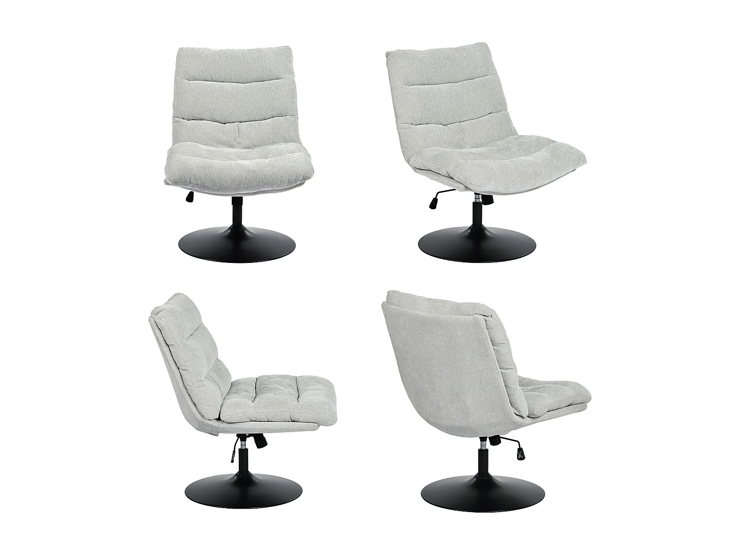 Chaise de bureau pivotant hauteur réglable sans accoudoirs en chenille,LAMBERYOFFICE