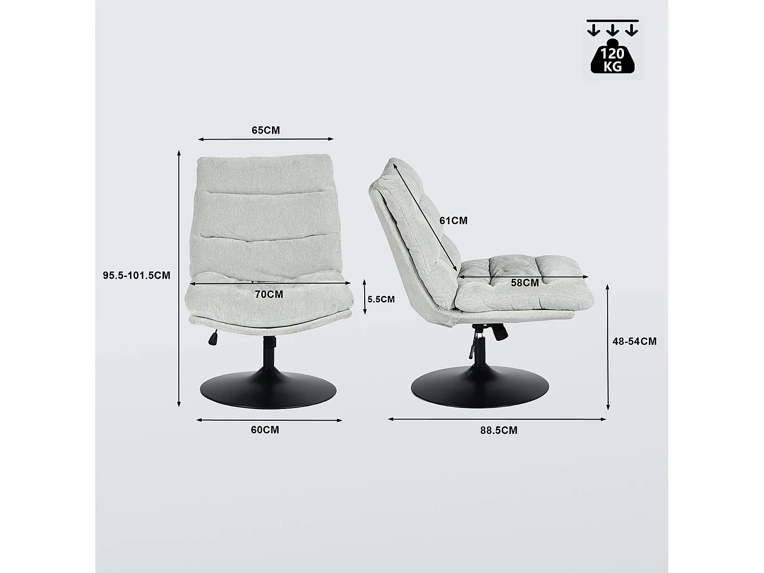 Chaise de bureau pivotant hauteur réglable sans accoudoirs en chenille,LAMBERYOFFICE