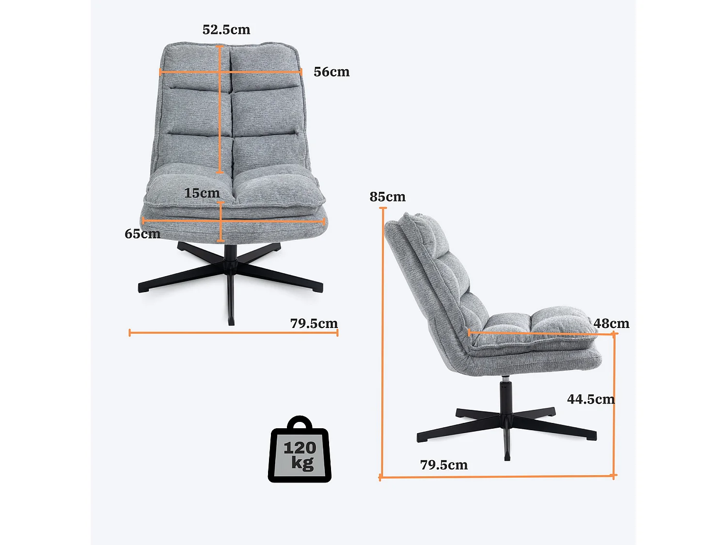 Chaise de bureau pivotant hauteur réglable sans accoudoirs en chenille,LAMBERYOFFICE