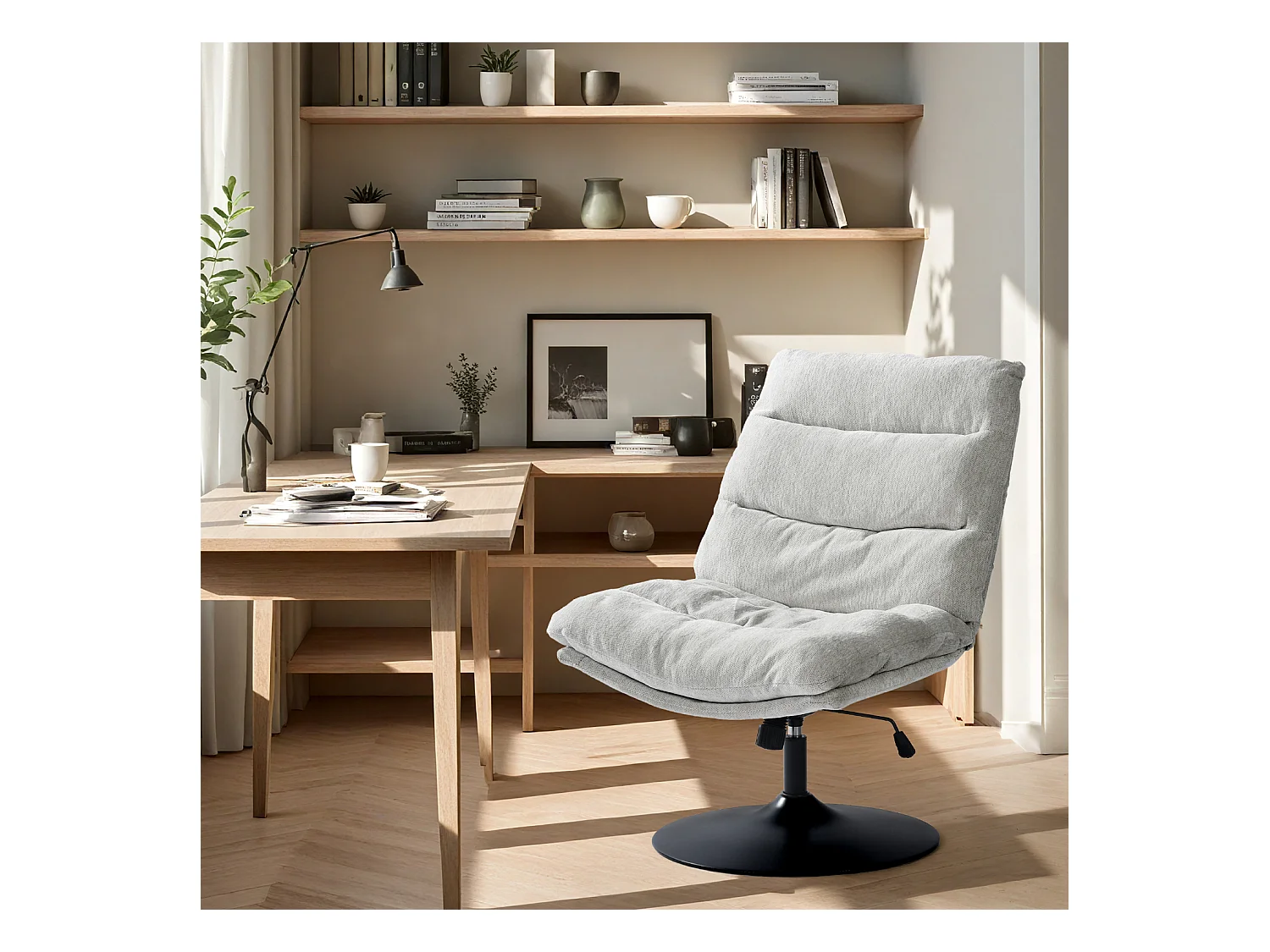 Chaise de bureau pivotant hauteur réglable sans accoudoirs en chenille,LAMBERYOFFICE