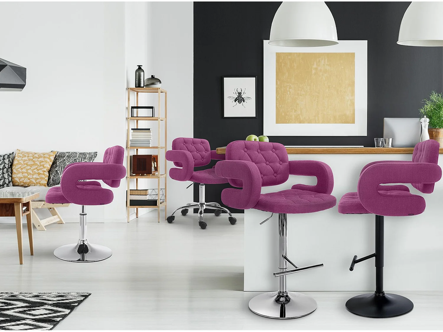 Bürostuhl - Stoff & Metall in Chromoptik - lila - Dublin