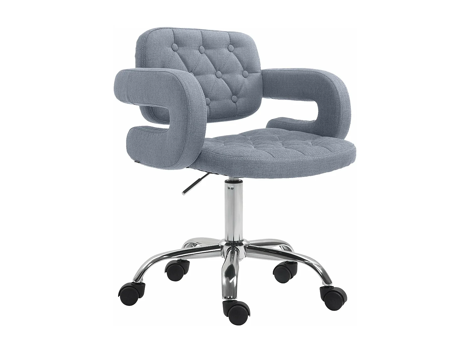 Bürostuhl - Stoff & Metall in Chromoptik - blau - Dublin