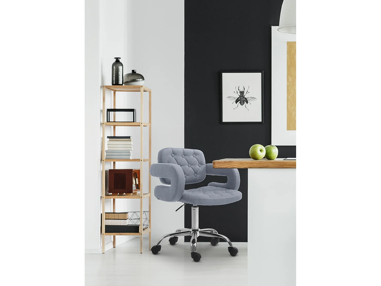 Bürostuhl - Stoff & Metall in Chromoptik - blau - Dublin