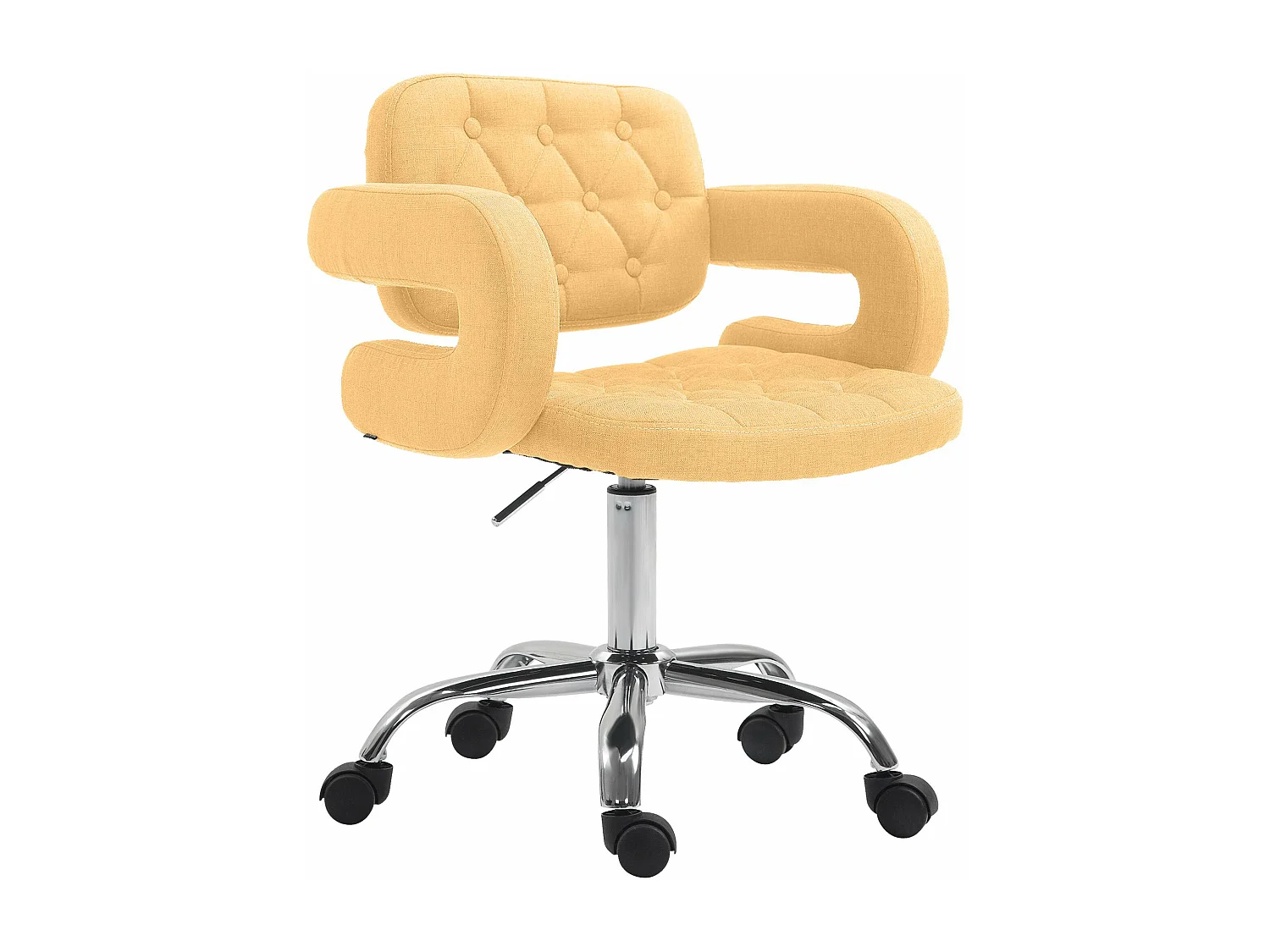 Bürostuhl - Stoff & Metall in Chromoptik - gelb - Dublin