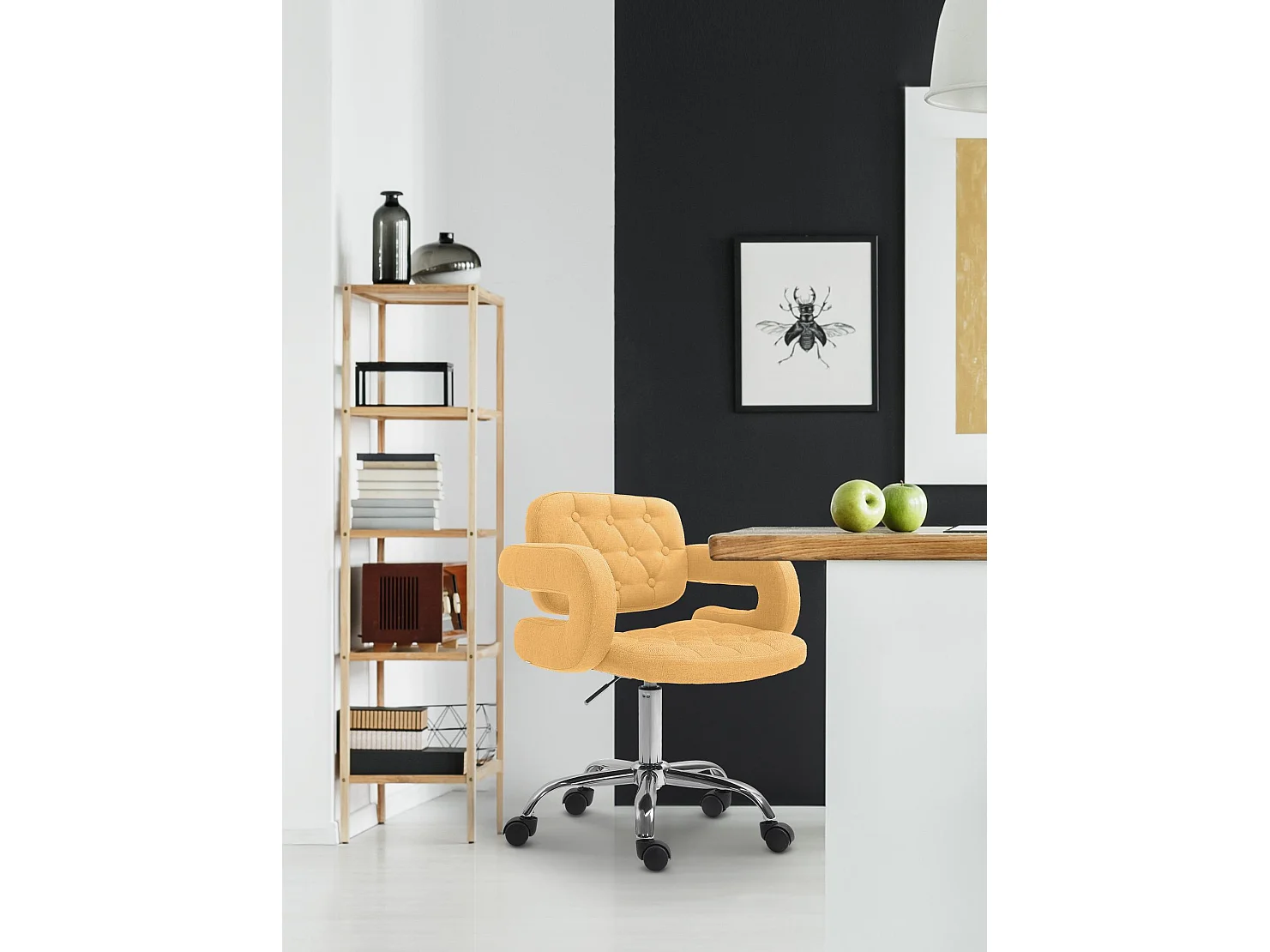 Bürostuhl - Stoff & Metall in Chromoptik - gelb - Dublin