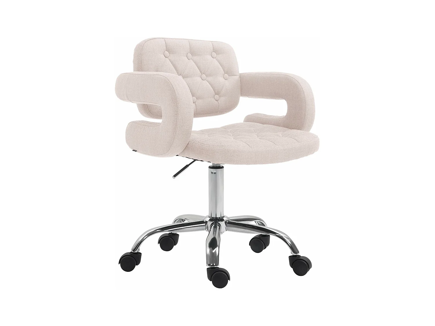 Chaise de bureau - Tissu & Métal chromé - Beige - Dublin