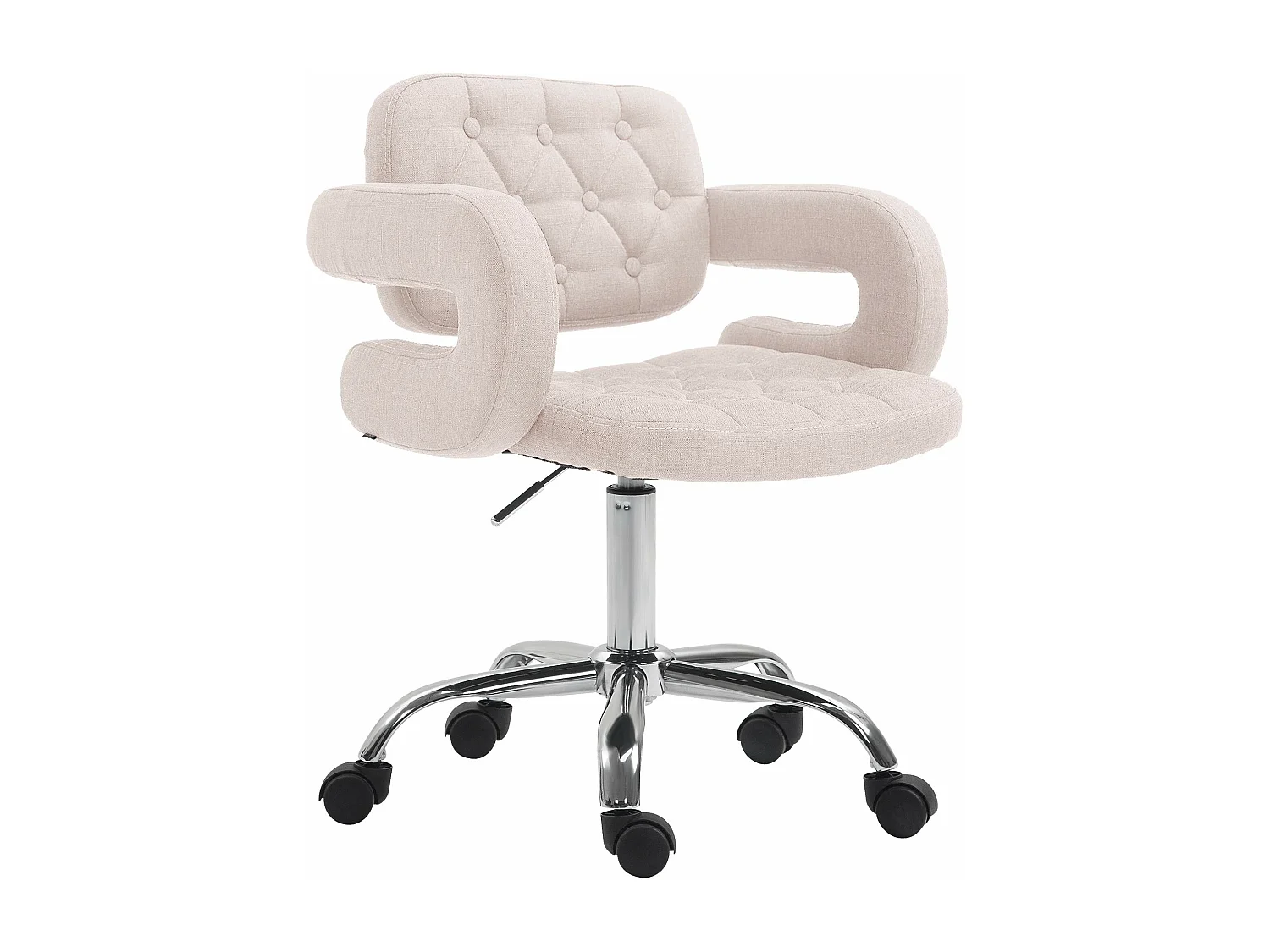 Chaise de bureau - Tissu & Métal chromé - Beige - Dublin