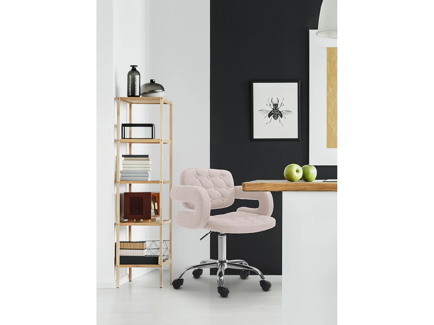 Chaise de bureau - Tissu & Métal chromé - Beige - Dublin