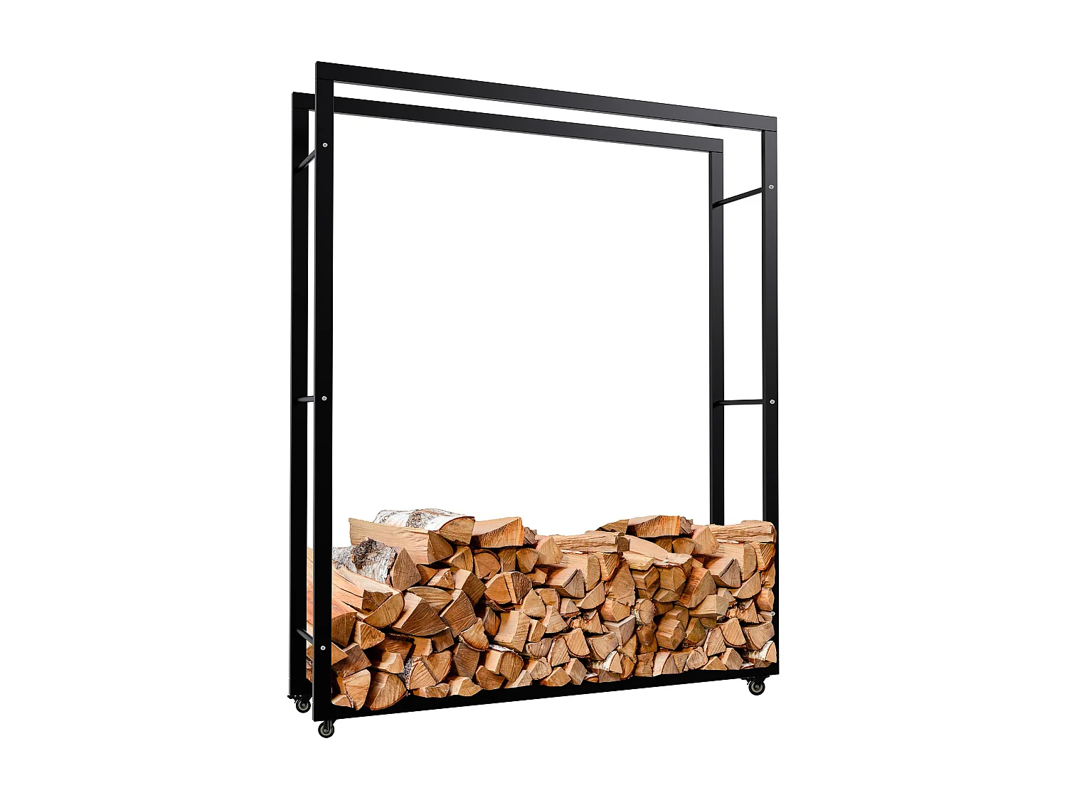 Etagère bois de cheminée - Métal - 25x125x150 cm - Noir - Keri