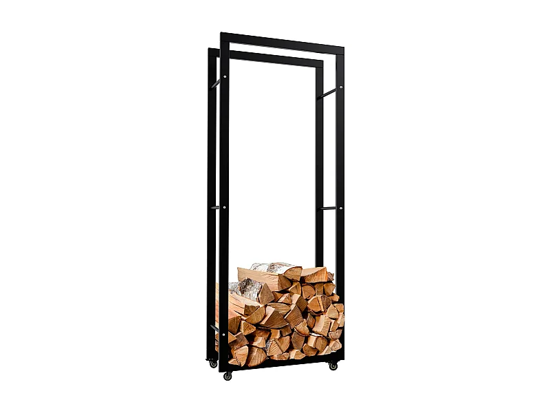 Etagère bois de cheminée - Métal - 25x60x150 cm - Noir - Keri