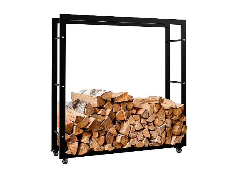 Etagère bois de cheminée - Métal - 25x100x100 cm - Noir - Keri