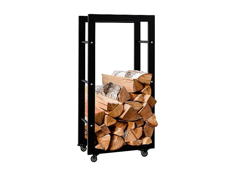 Etagère bois de cheminée - Métal - 25x40x80 cm - Noir - Keri