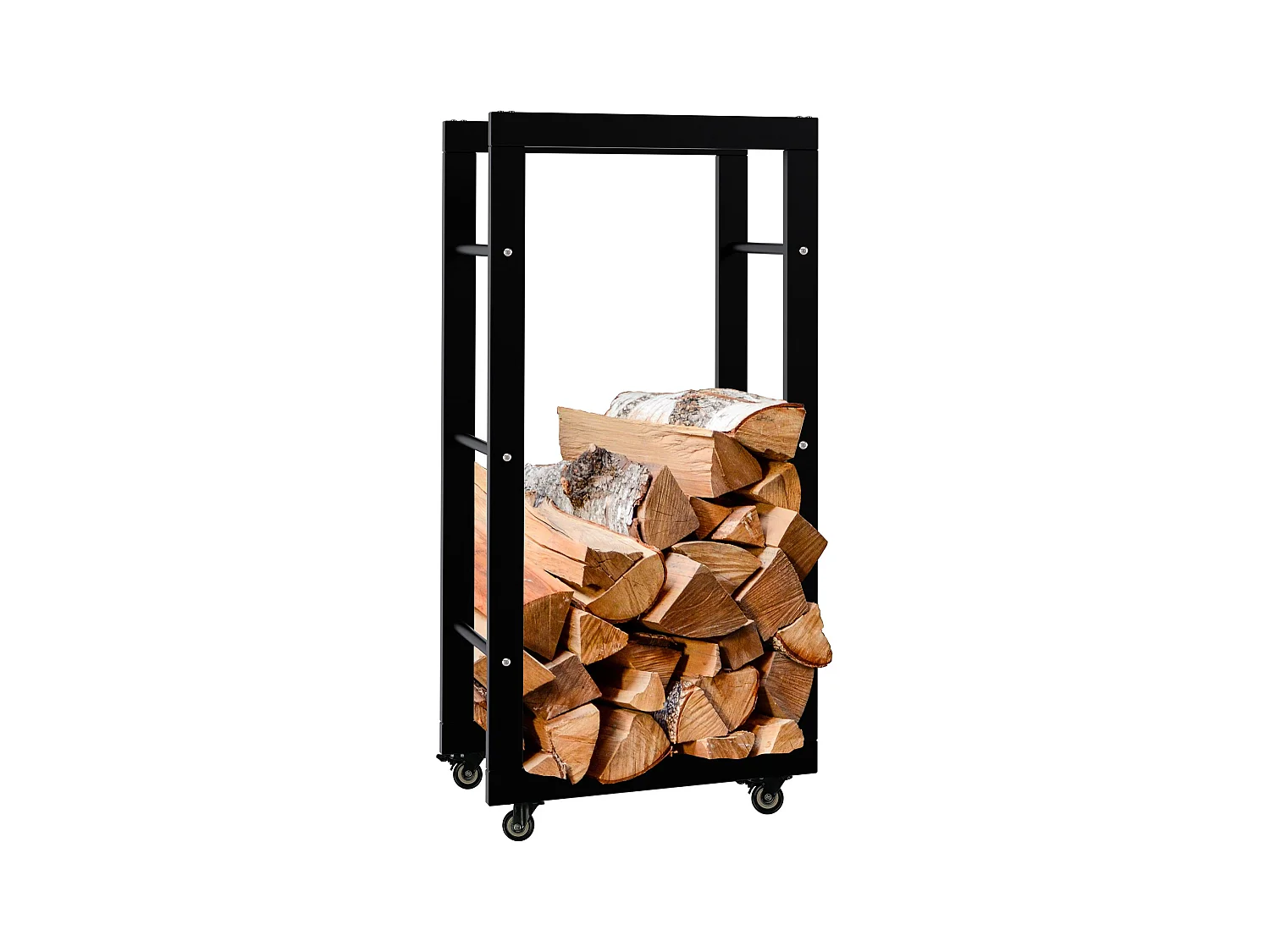 Etagère bois de cheminée - Métal - 25x40x80 cm - Noir - Keri