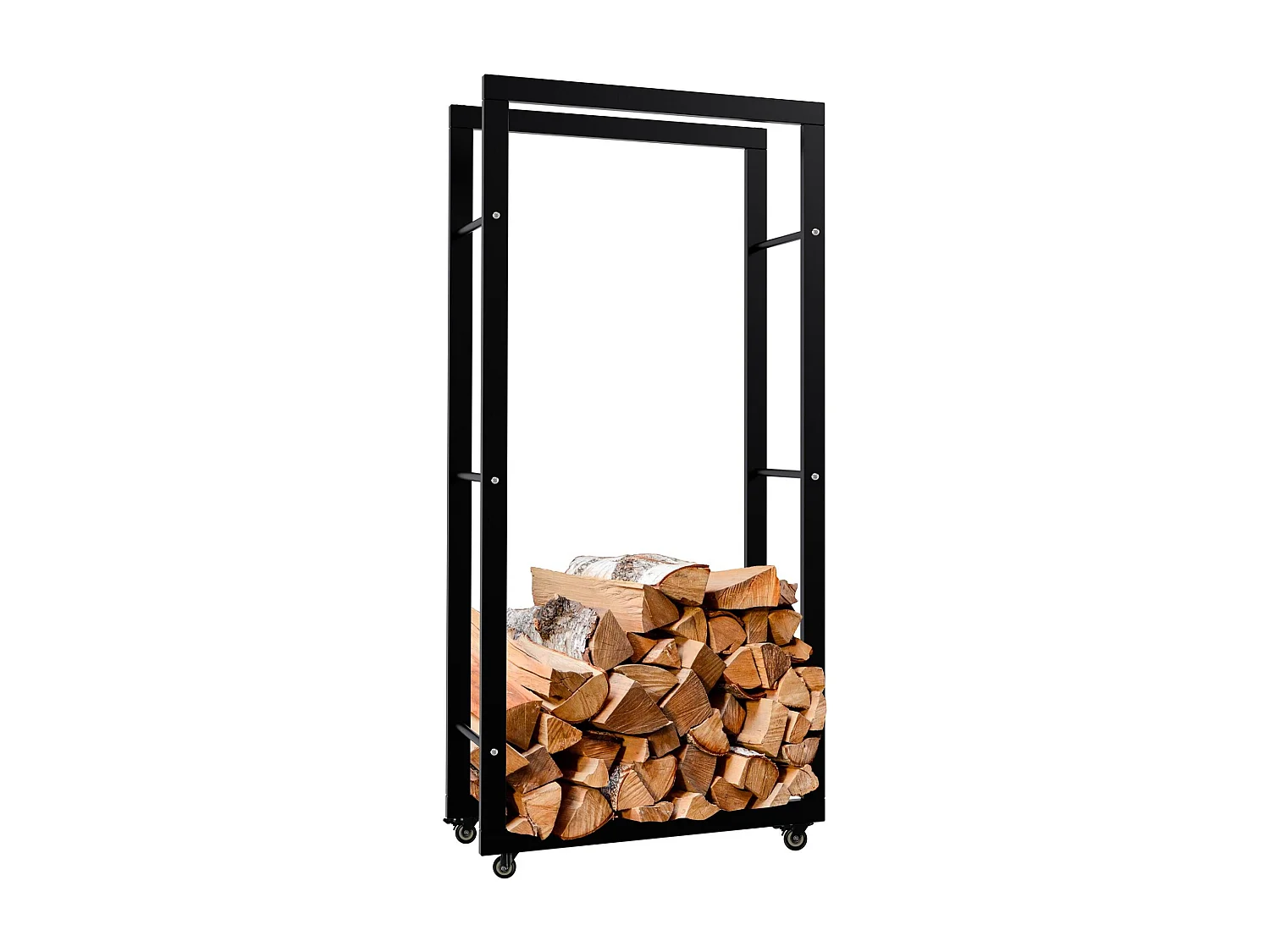 Etagère bois de cheminée - Métal - 25x60x125 cm - Noir - Keri